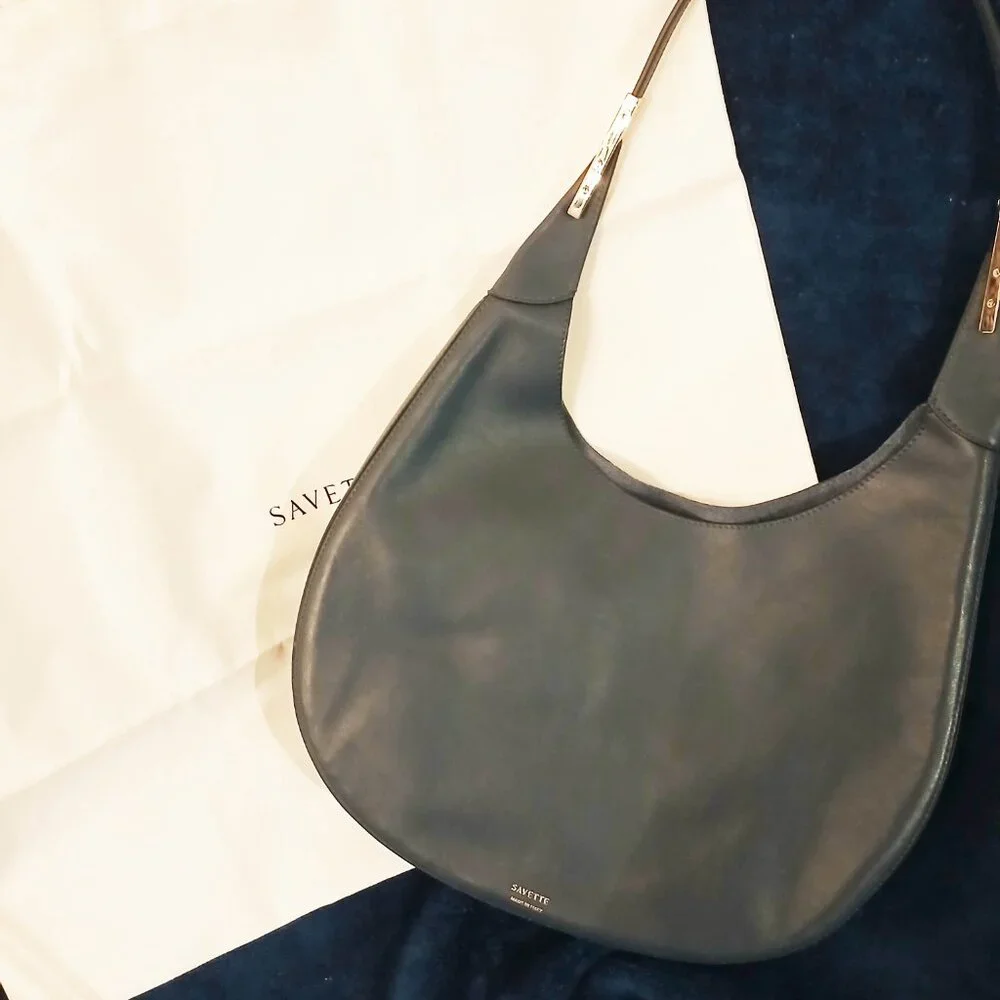 Savette Black Leather Hobo Bag